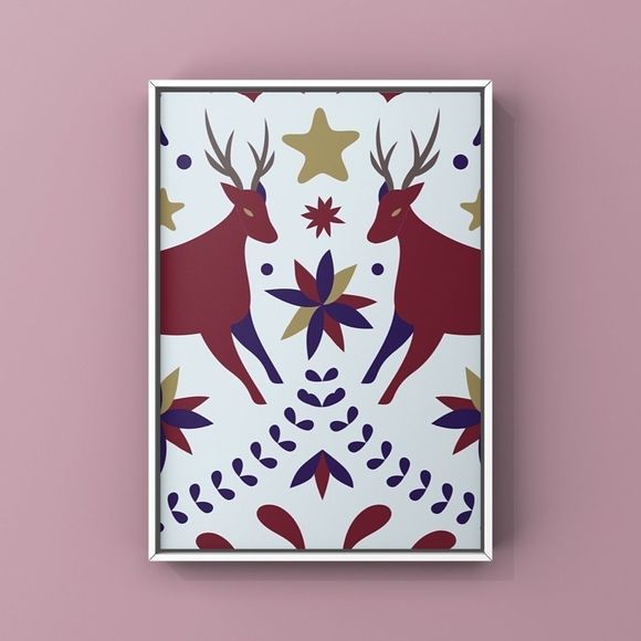 Limited edition modern minimalist Christmas illustration ornament art print set - Picture 8 of 16